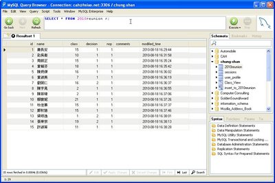 SELECT * FROM 2010reunion r;